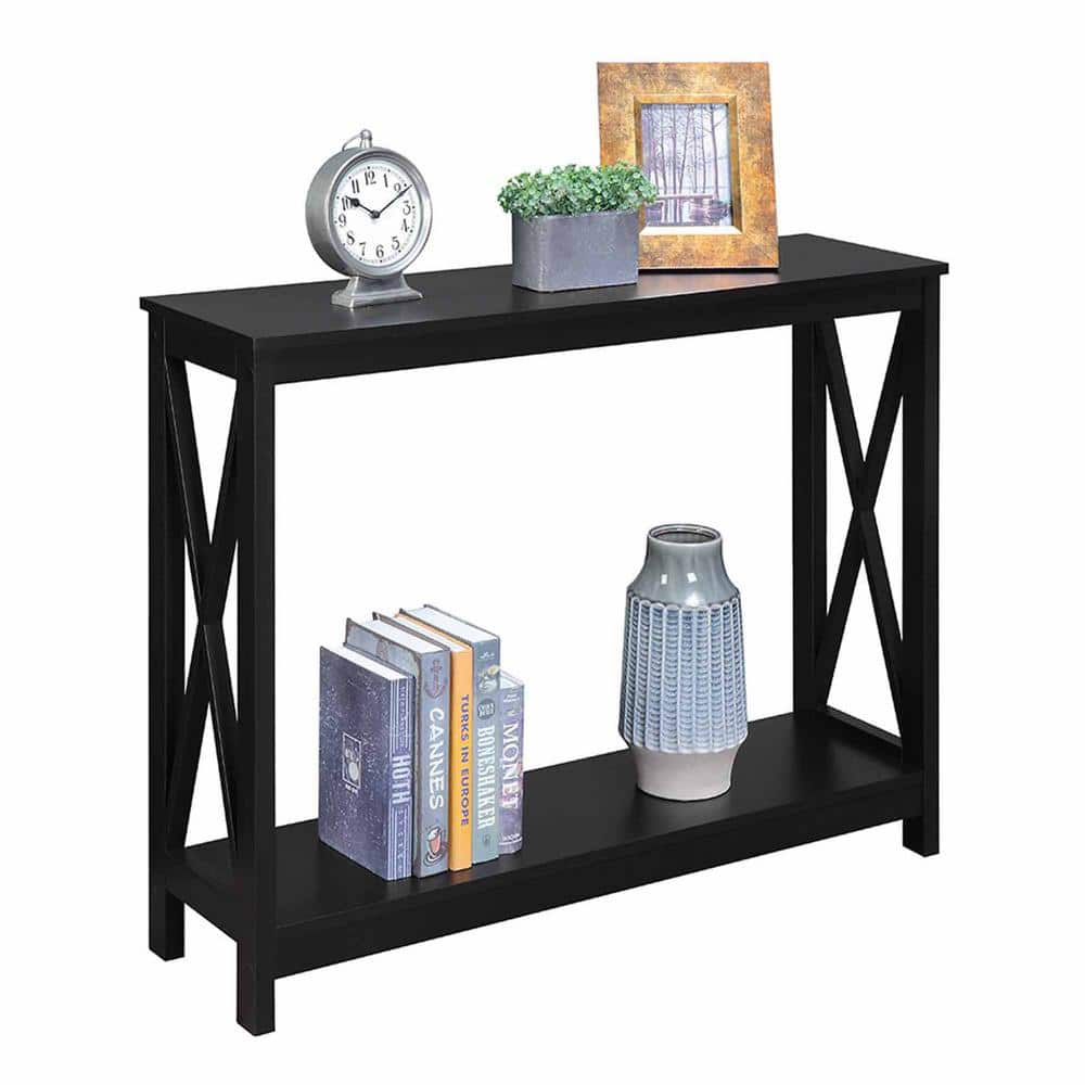 Eco-Friendly Oxford Black Console Table with Dual-Tier Storage