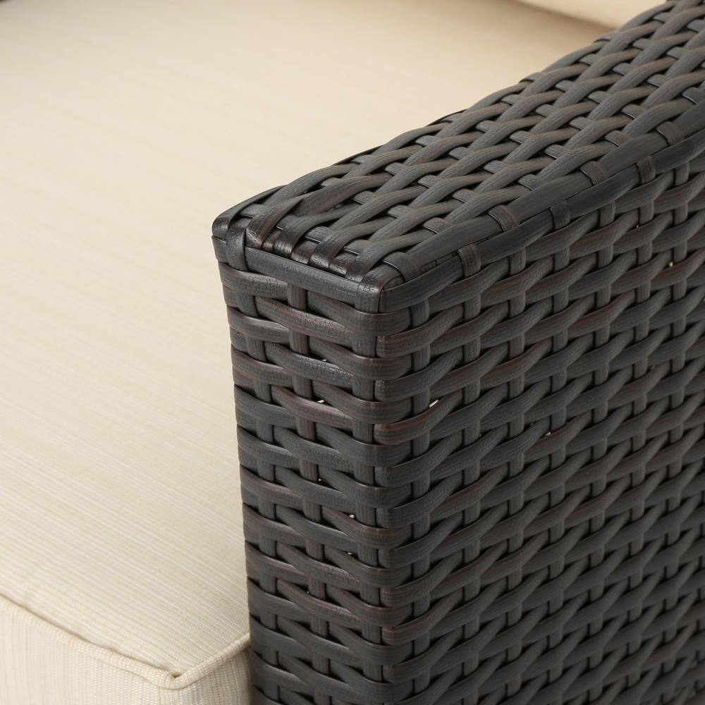 Antibes Multibrown Stationary Faux Rattan Outdoor Patio Lounge Chair with Beige Cushion (2-Pack)