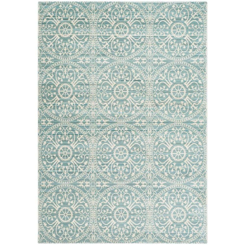 SAFAVIEH Valencia Larry Medallion Polyester Area Rug, Alpine/Cream, 4' x 6'