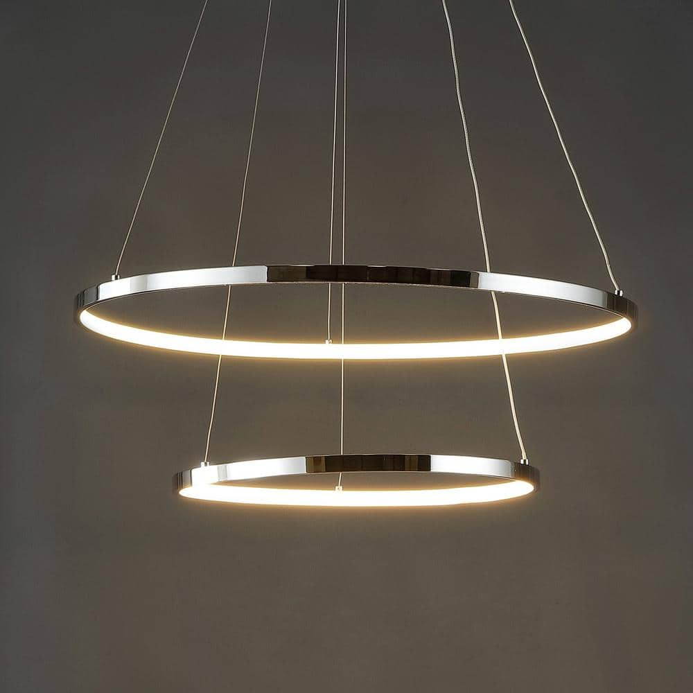 Brice 24″ 2-Light Modern Bohemian Iron Integrated LED Pendant, Chrome