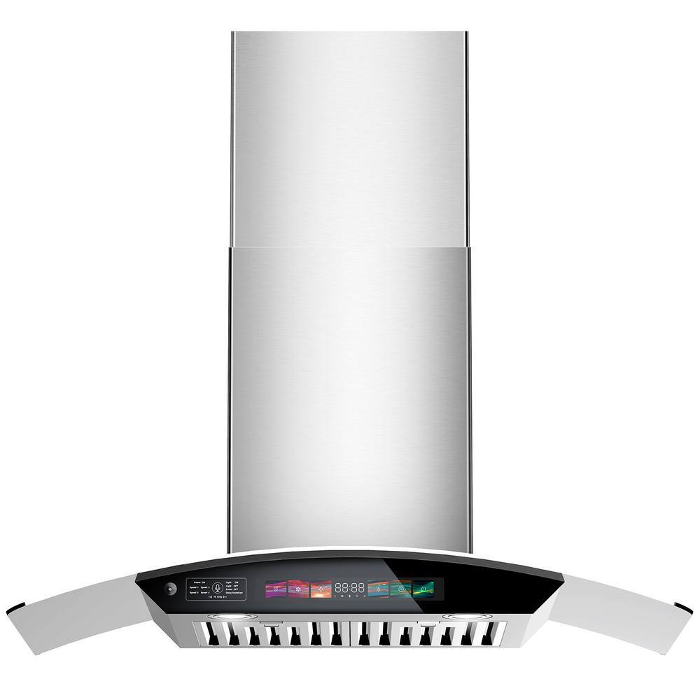 BRANO 30 inch Wall Mount Range Hood 900 CFM, Voice/Gesture/Touch Control, Stainless Steel Kitchen Hood Vent with 4 Speed Exhaust Fan, Adjustable Lights, Memory Mode