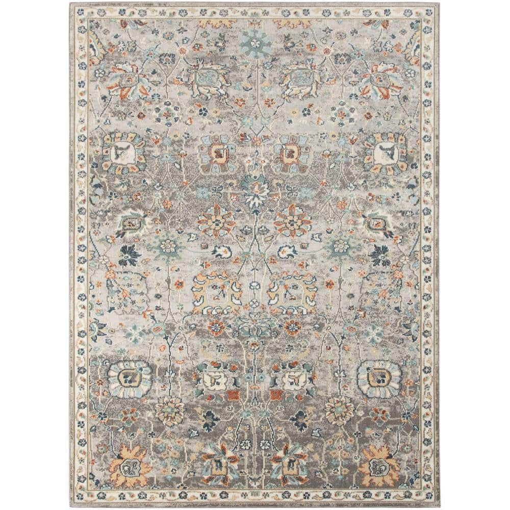 Grayson Easy-Care Gray Synthetic 8' x 10' Reversible Area Rug