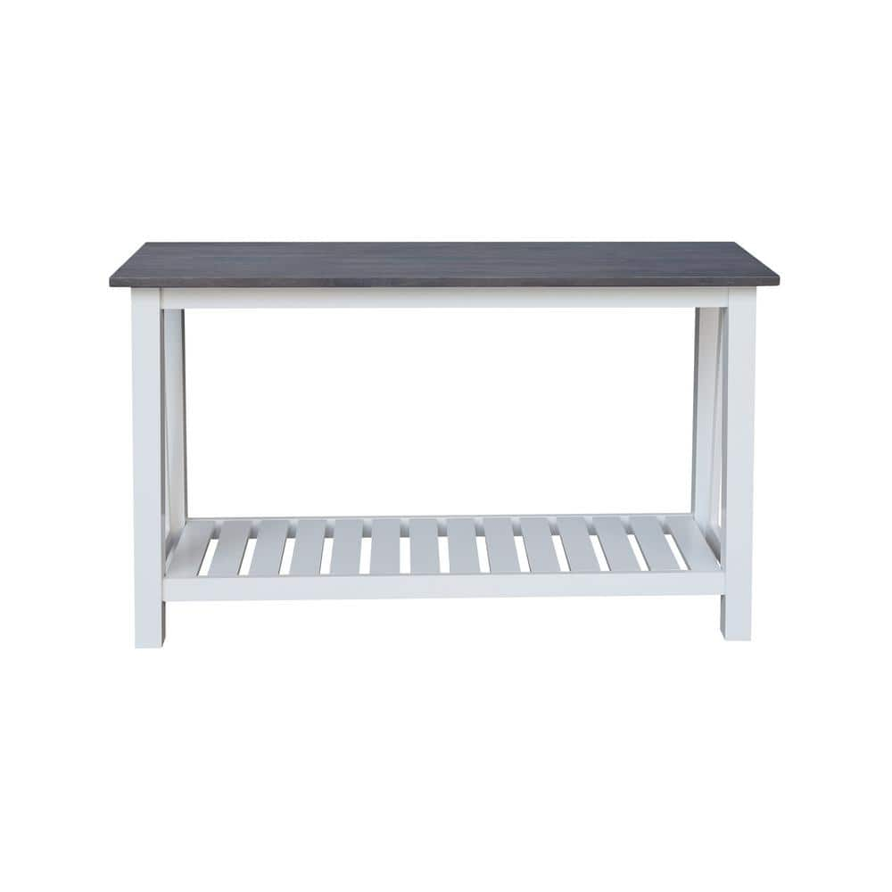 Surrey Solid Wood Console/Sofa Table in White/Heather Gray