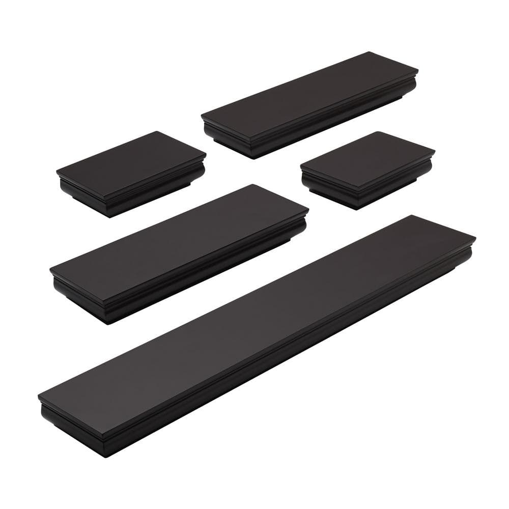 Melannco Set of 5 2-6 2-12 1-24-inch Wood Shelves in Espresso