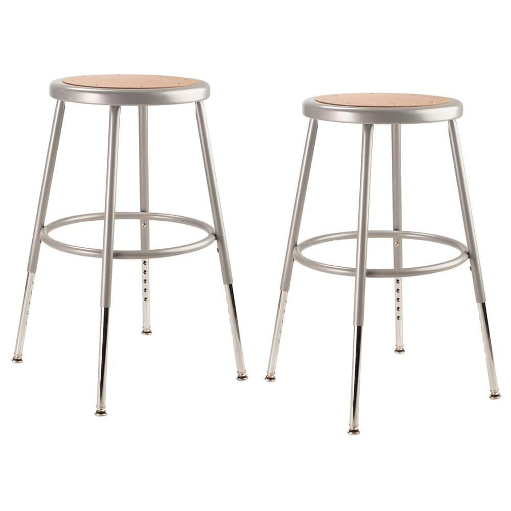 (Pack of 2) NPS 19 -27" Height Adjustable Heavy Duty Steel Stool, Grey