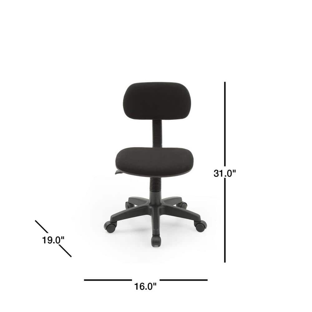 Kids Armless, Adjustable, Swiveling Desk Chair - Black