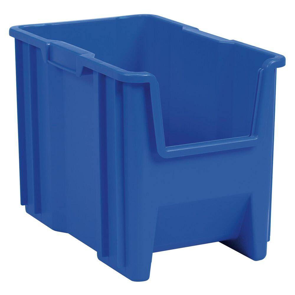 Akro-Mils Stak-N-Store 13014 Large Storage Bins Stackable Heavy Duty Containers, 17.5"x11"x12.5", Blue, 4-Pack