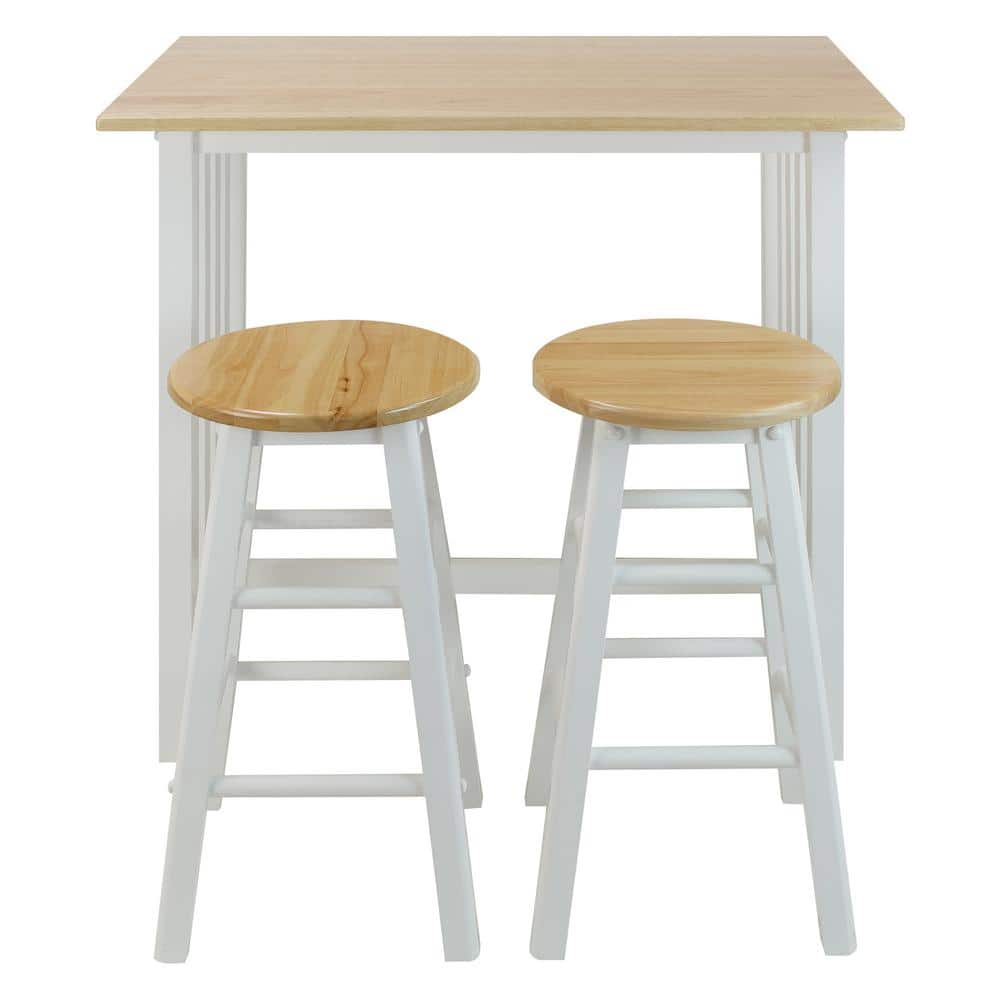 3-Piece Breakfast Set made with Solid Wood - White
