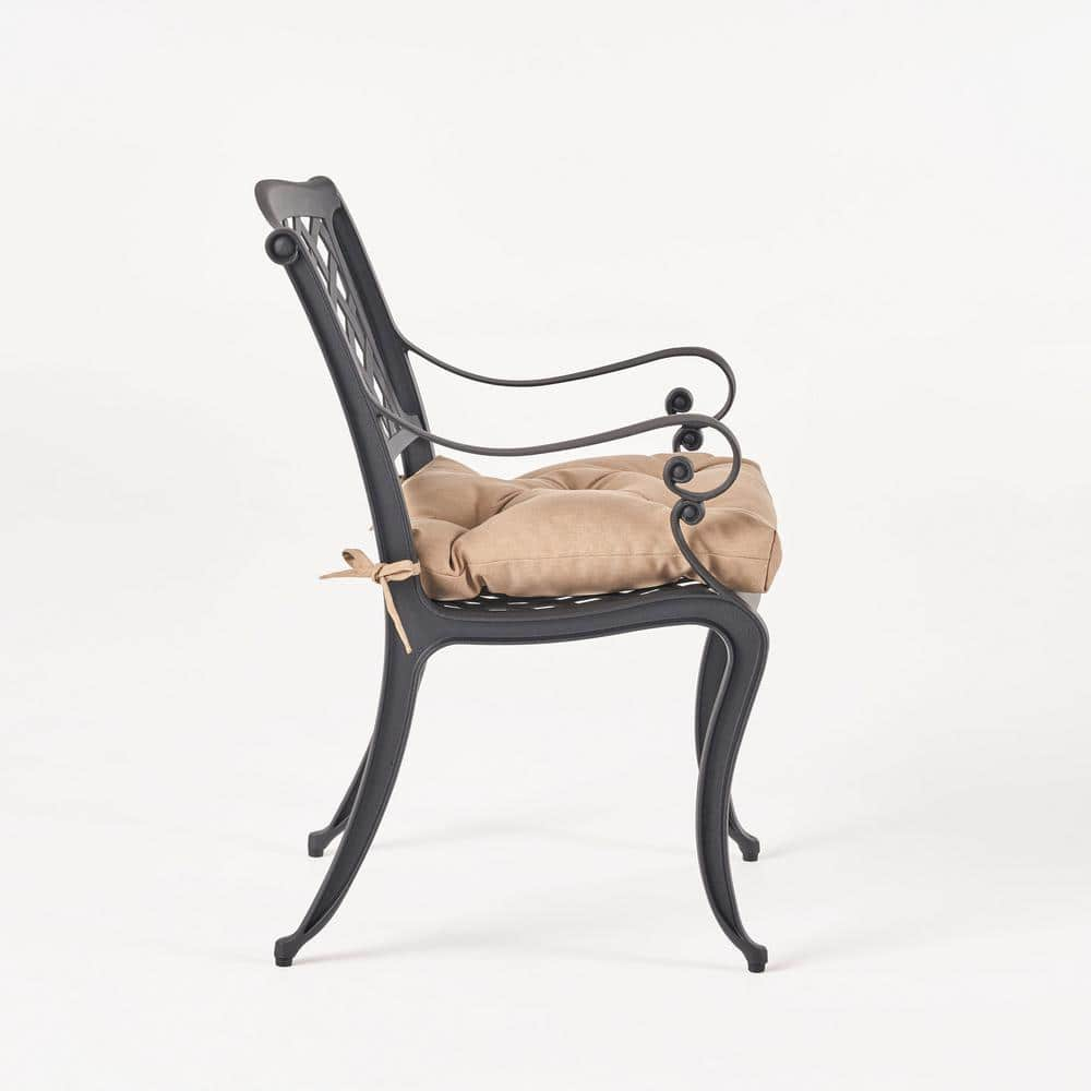 Noble House Cayman Outdoor Dining Chair in Matte Black and Tuscany (Set of 2)