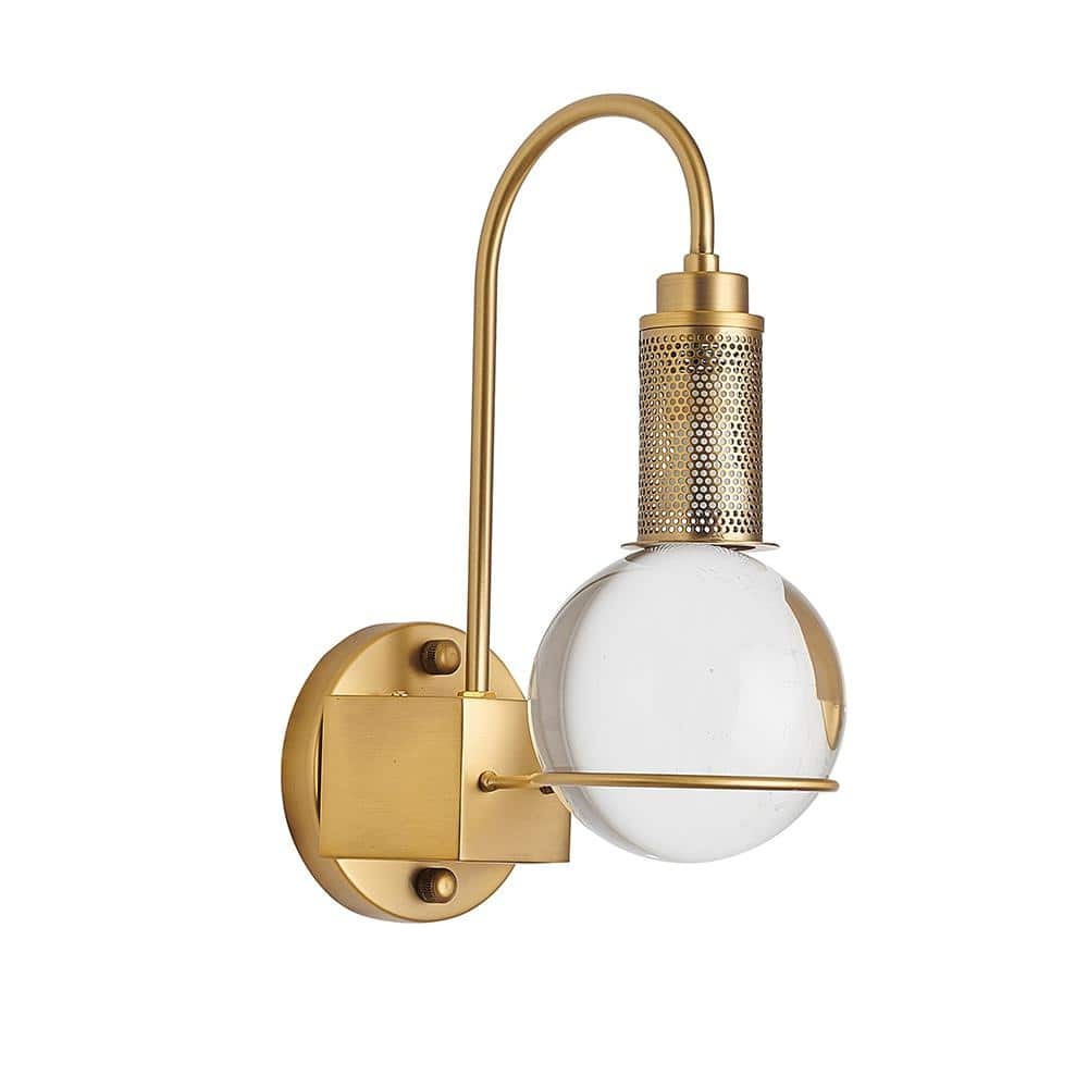 Bethel International Wall Sconce Antique Brass Metal & Crystal