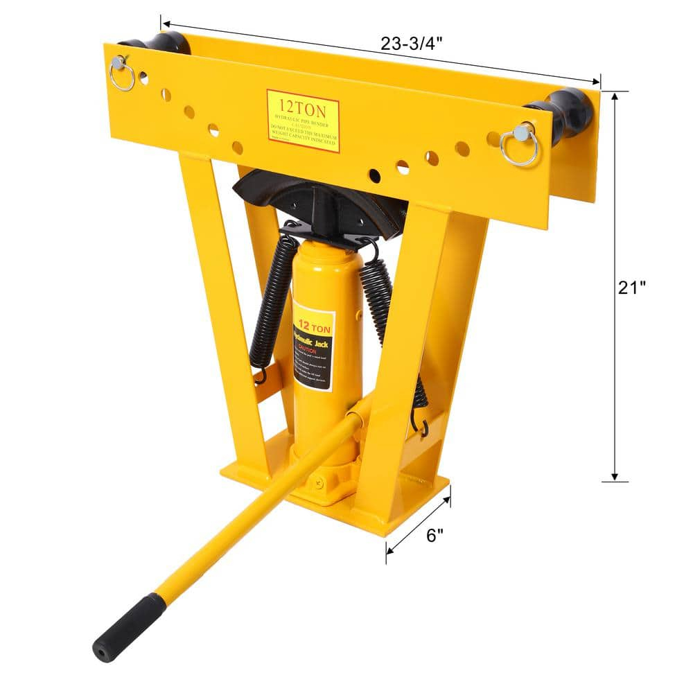 12-Ton Yellow Steel Manual Hydraulic Pipe Bender with 6 Dies