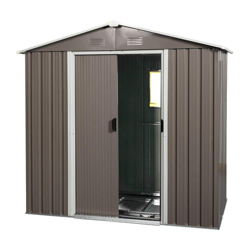 Gray 8ft x 4ft Aluminum Frame Outdoor Storage Shed with Window
