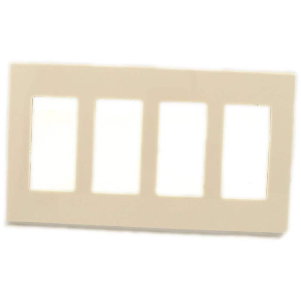 Light Almond 4-Gang Screwless Polycarbonate Wallplate