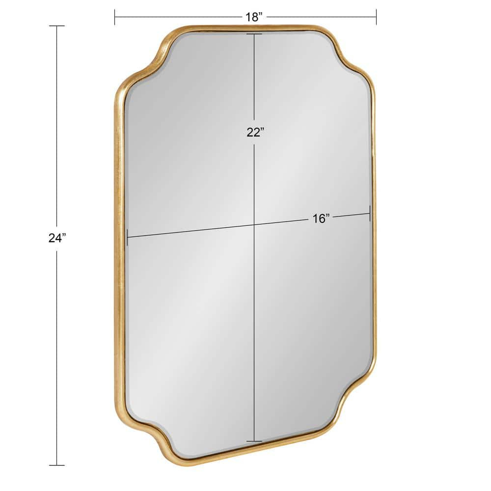 Kate and Laurel Plumley Glam Scalloped Wall Mirror, 18 x 24, Gold, Transitional Mirror Wall Decor