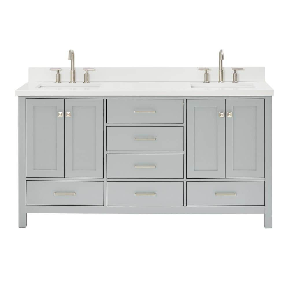 Ariel A067dwqrvo Cambridge 67" Free Standing Double Rectangular Basin Vanity Set - Grey