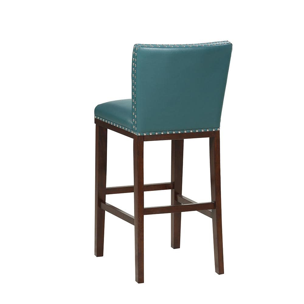 Steve Silver Tiffany Faux Leather 30" Bar Stool - Peacock-Espresso