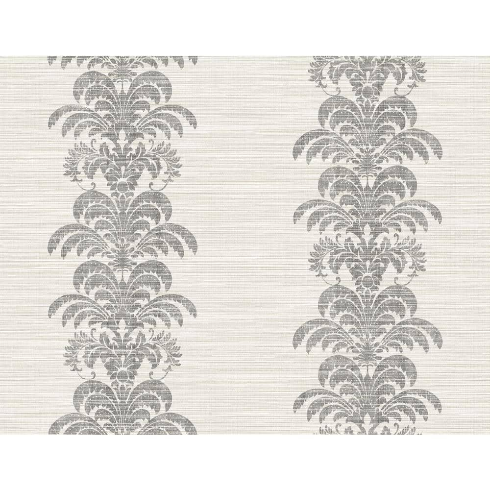 Elegant Charcoal & Ivory Damask Pattern Washable Wallpaper