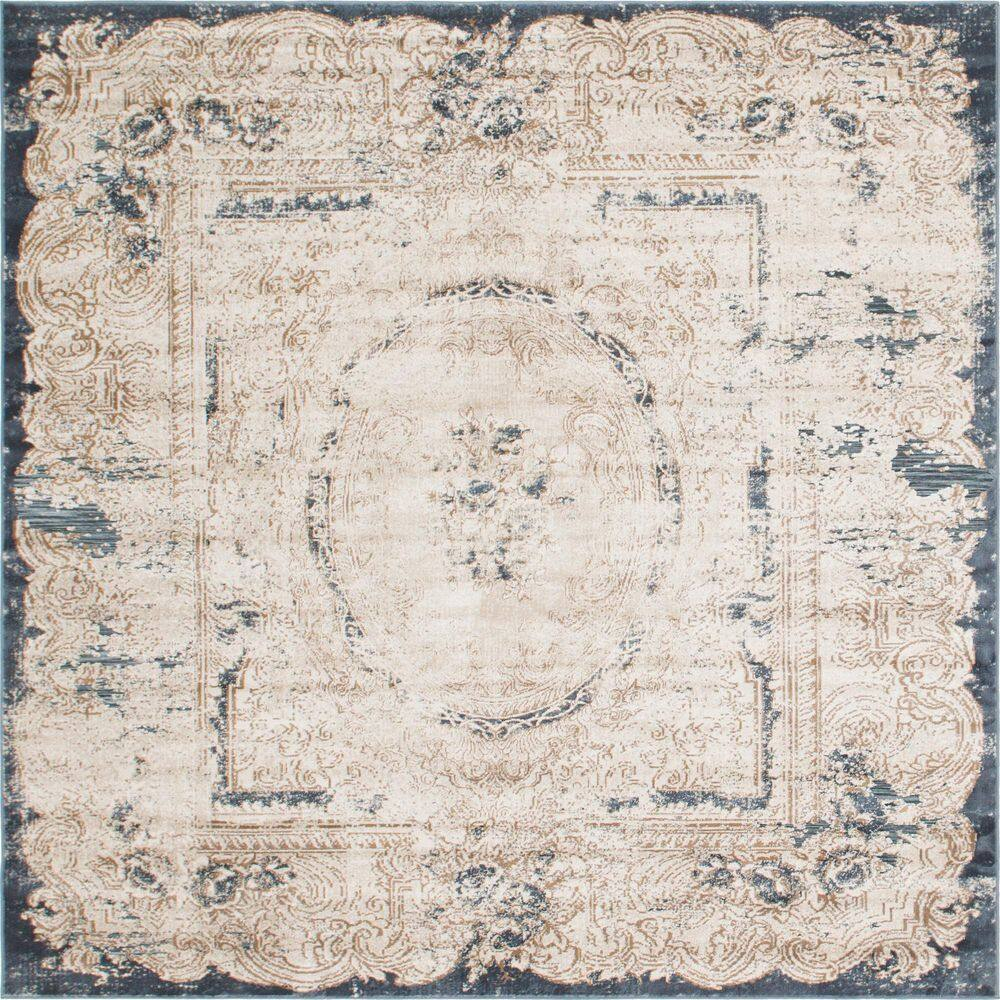 Unique Loom Chateau Collection Area Rug - Adams (7' 1" Square Cream/Brown)