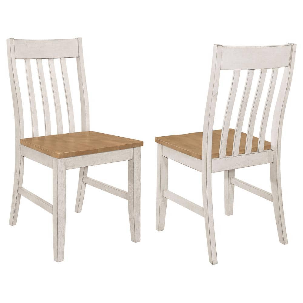 Coaster Kirby Wood Slat Back Side Chair Natural and Rustic Off White