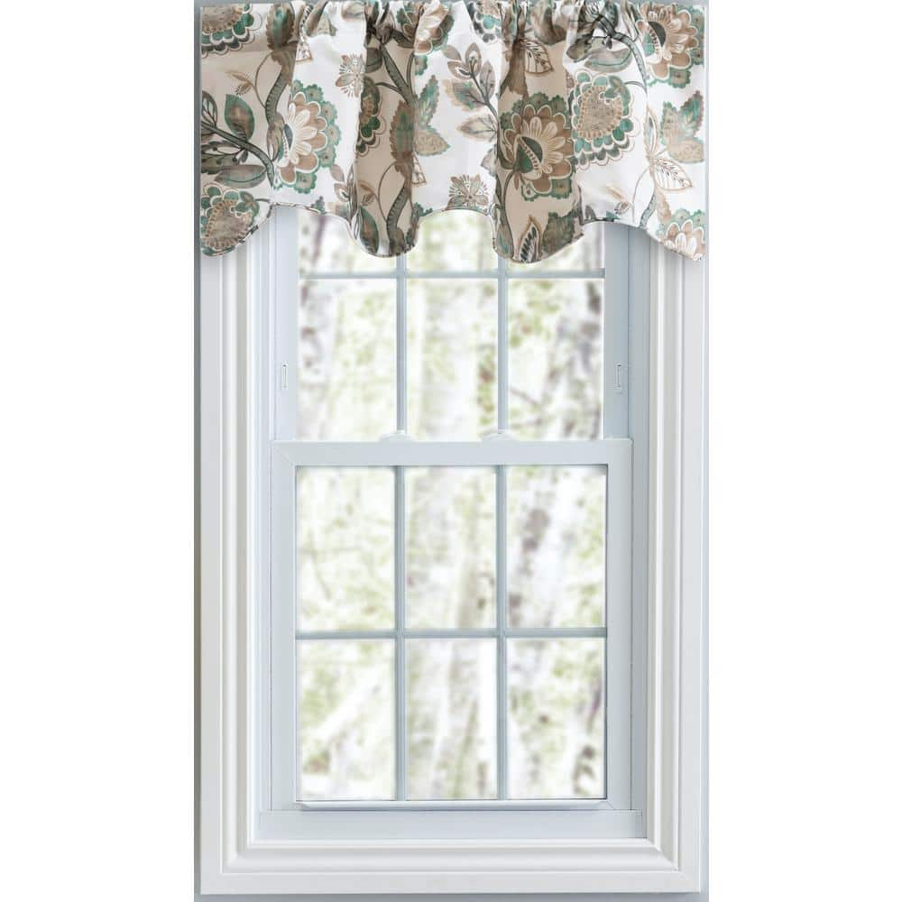 Ellis Curtain Wynette Lined Scallop 3" Rod Pocket Valances for Windows 50" x 16" Grey