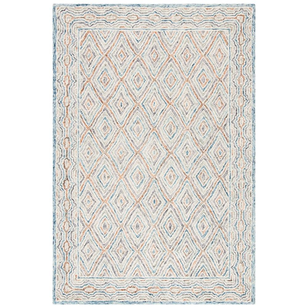 Capri CPR217 Hand Tufted Area Rug - Blue/Rust - 4'x6' - Safavieh.