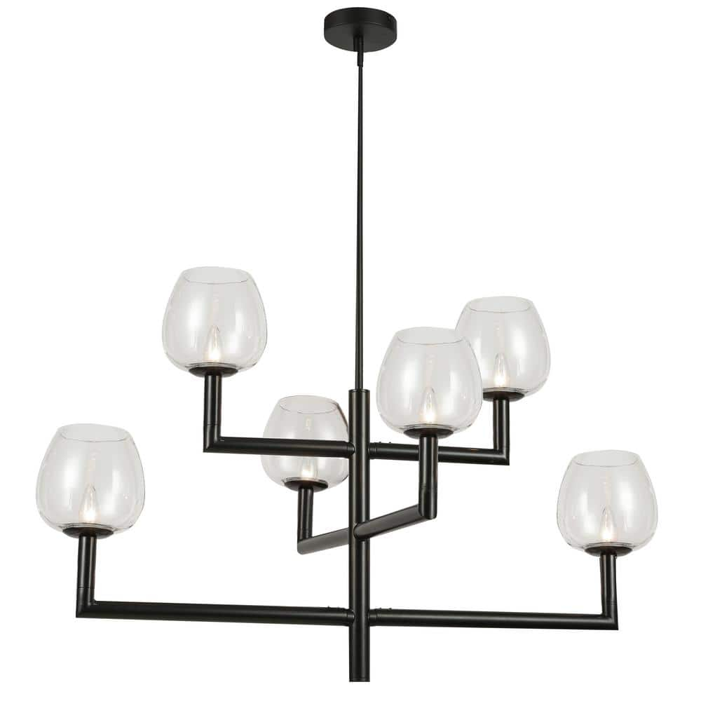 Dainolite Nora 6 Light Contemporary Matte Black Luxury Lantern Chandelier