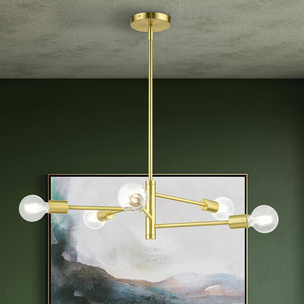 Livex Lighting Bannister 5 - Light Chandelier in  Satin Brass