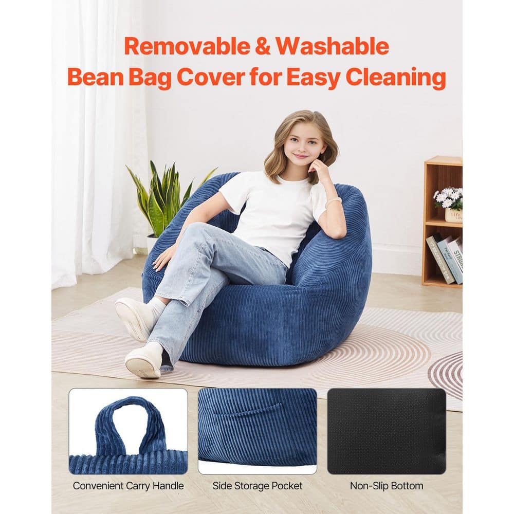 VEVOR 3-Foot Bean Bag Chair with Soft Armrests & Storage Pocket – Comfortable Seating for Home