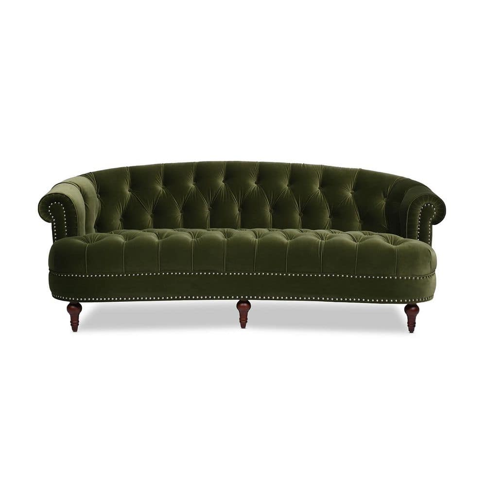 Jennifer Taylor Home La Rosa 84" Victorian Chesterfield Living Room Tufted Sofa Couch, Olive Green