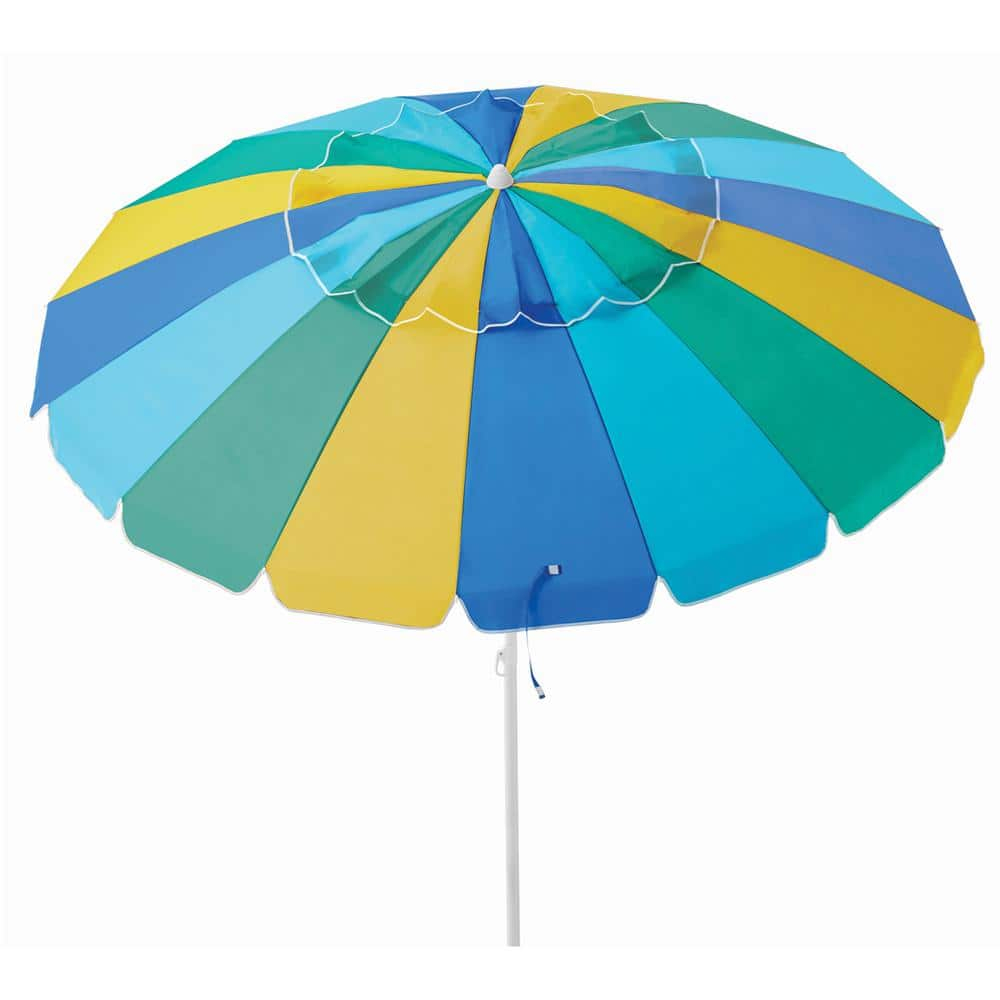 Caribbean Joe 8ft Beach Umbrella with UV Protection, Vented Canopy