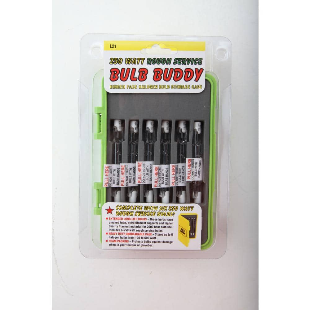 Woods L21 250-Watt Rough Service Halogen Bulb with Bulb Buddy Protective Case, 6-Pack