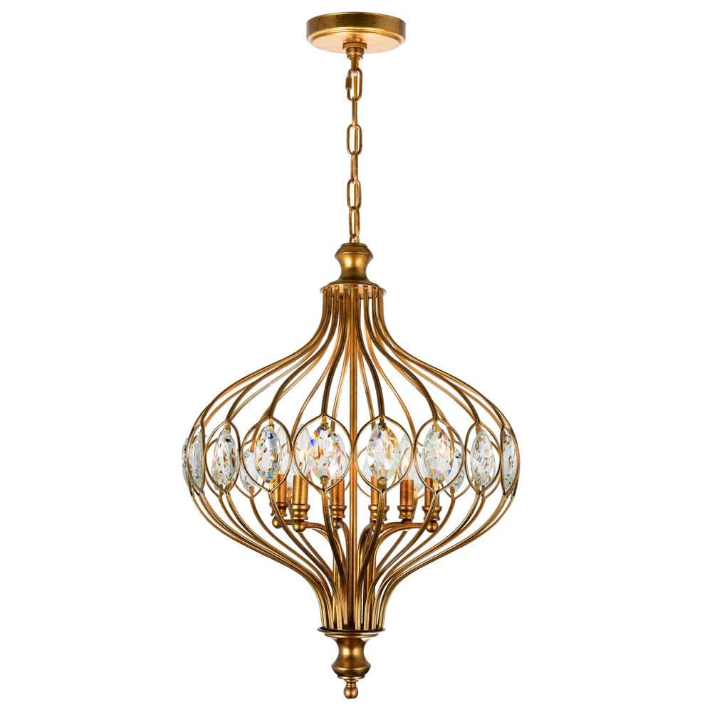 CWI Lighting Altair 6 Light Traditional Metal Chandelier in Antique Bronze