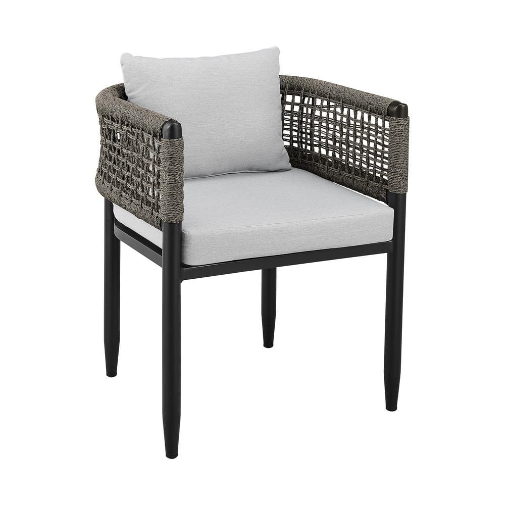 Felicia Outdoor Patio 7-Piece Dining Table Set in Aluminum with Grey Rope and Cushions