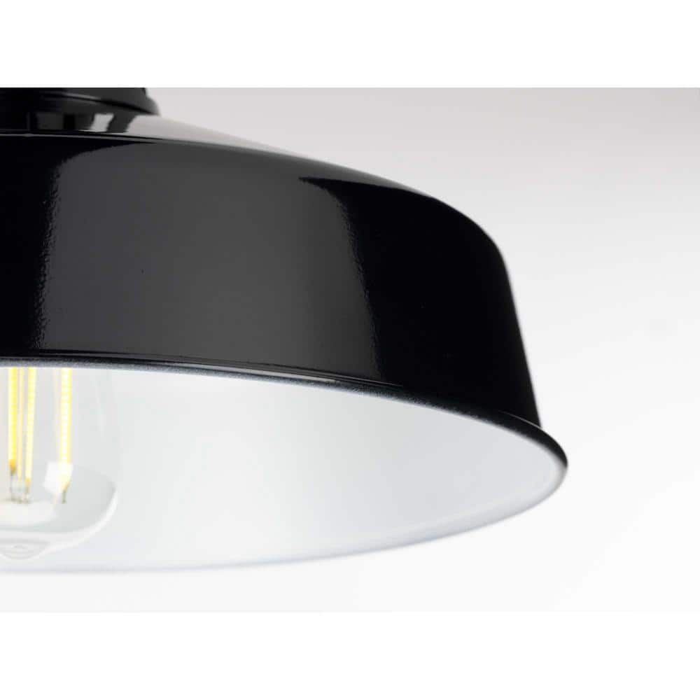 Progress Lighting Cedar Springs 1-Light Ceiling Light, Black, White Shade