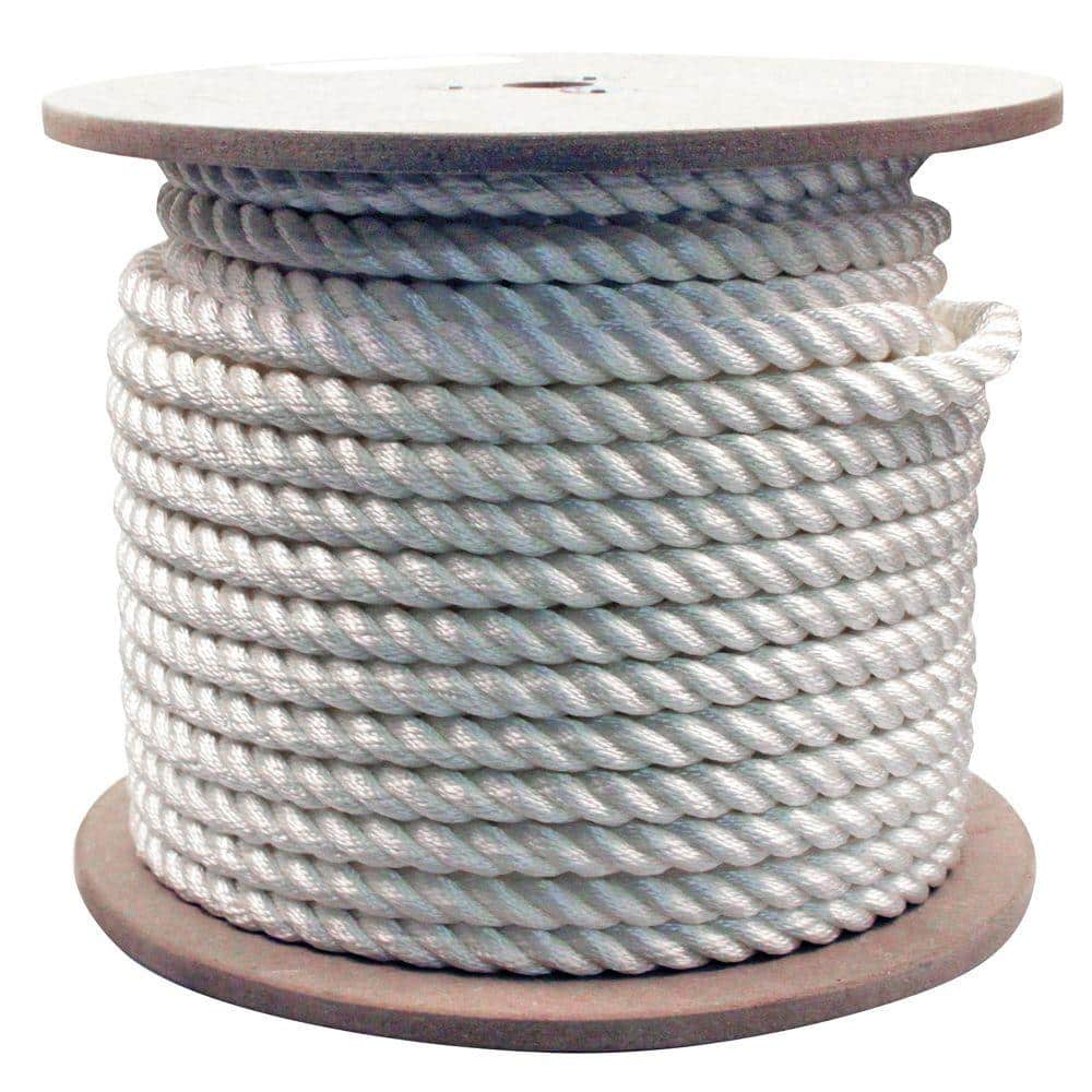 Rope King TN-34200, Twisted Nylon Rope, 3/4" x 200', White, 1 Each
