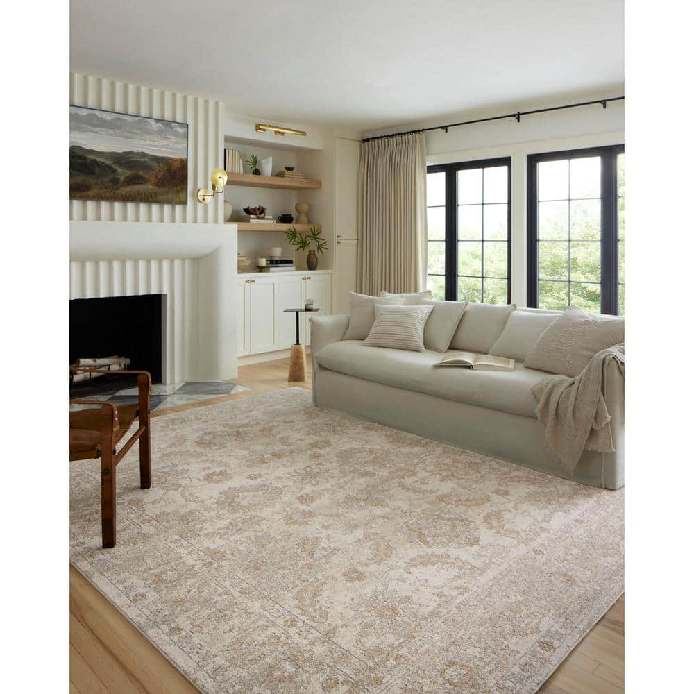 Odette Ivory Beige Synthetic 7'-10" x 10' Stain-Resistant Area Rug