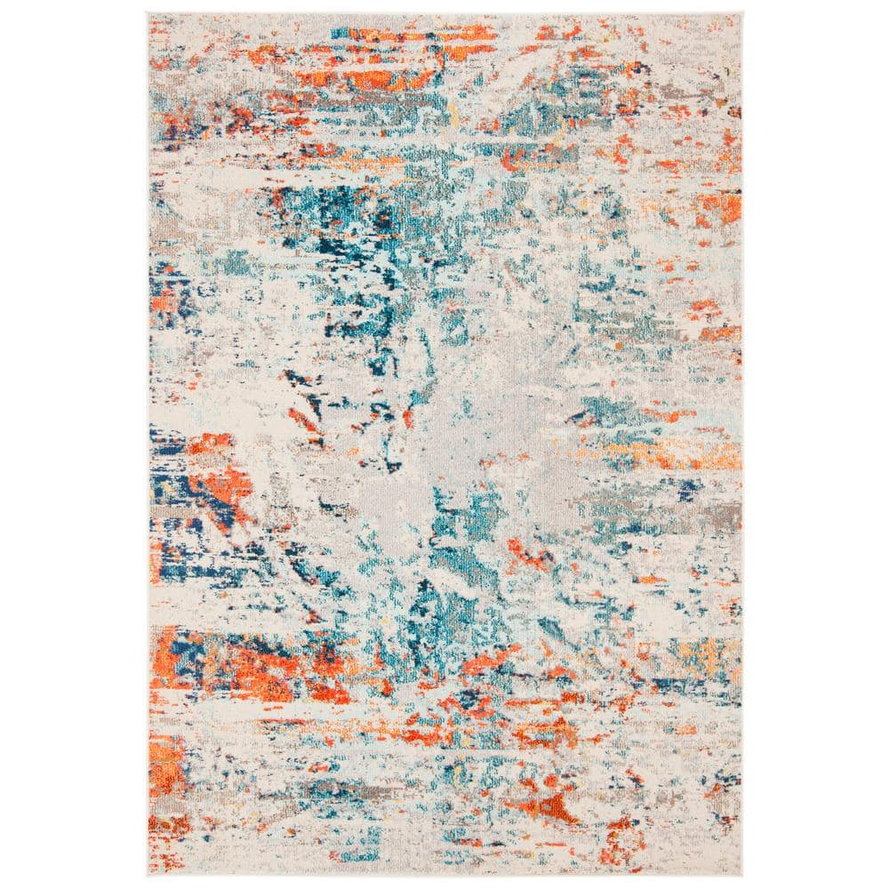 SAFAVIEH Madison Brooke Vintage Abstract Area Rug, Cream/Orange, 6' x 9'