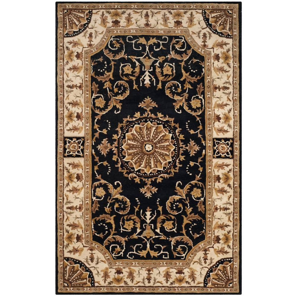 SAFAVIEH Empire Naira Oriental Wool Area Rug, Black/Ivory, 4' x 6'