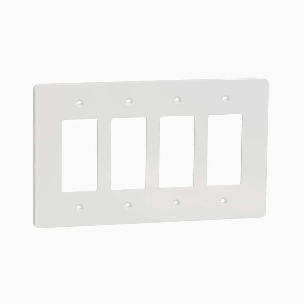 White Smooth 4-Gang Mid-Size Decorator Wall Plate