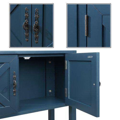 35 in. Blue Farmhouse Wood Buffet Sideboard with Bottom Shelf and 2-Door Cabinet