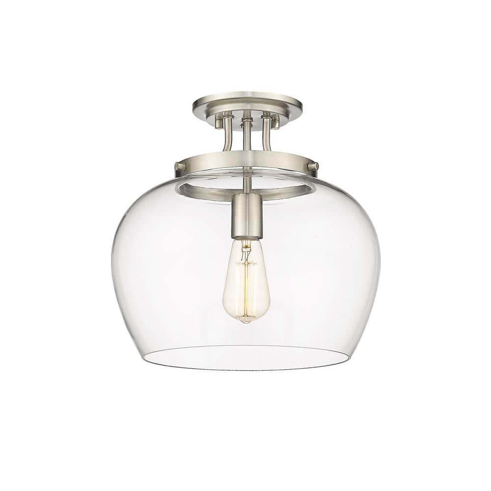 Joliet 13" Brushed Nickel Semi-Flush Mount with Bordeaux Glass Shade