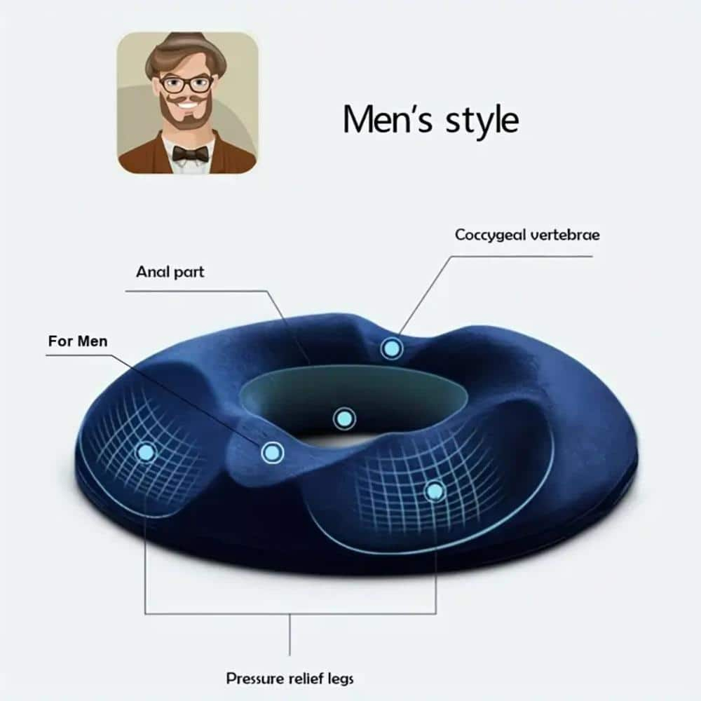 Blue Ergonomic Memory Foam Donut Seat Cushion Pillow