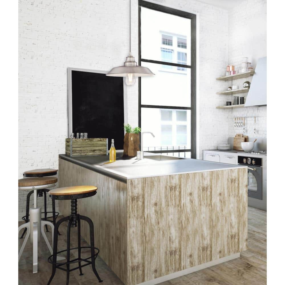 Vintage Inspired Brushed Nickel 1-Light Pendant with White Interior