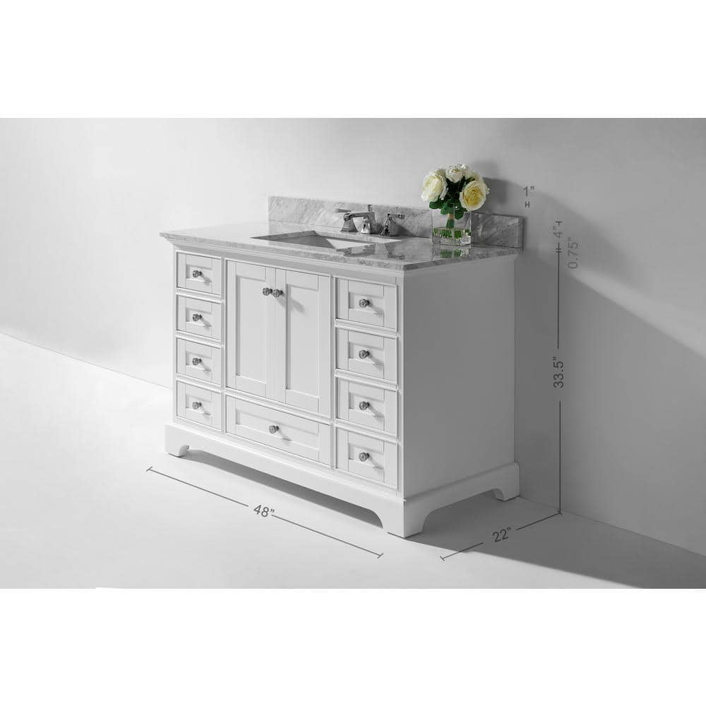 Ancerre Designs Audrey 48" Wood Bathroom Vanity Set with 2 Doors in White