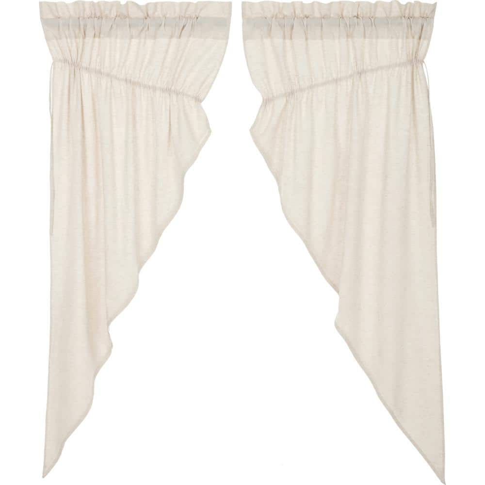 Natural Creme Cotton Linen Light-Filtering Prairie Curtain Panels