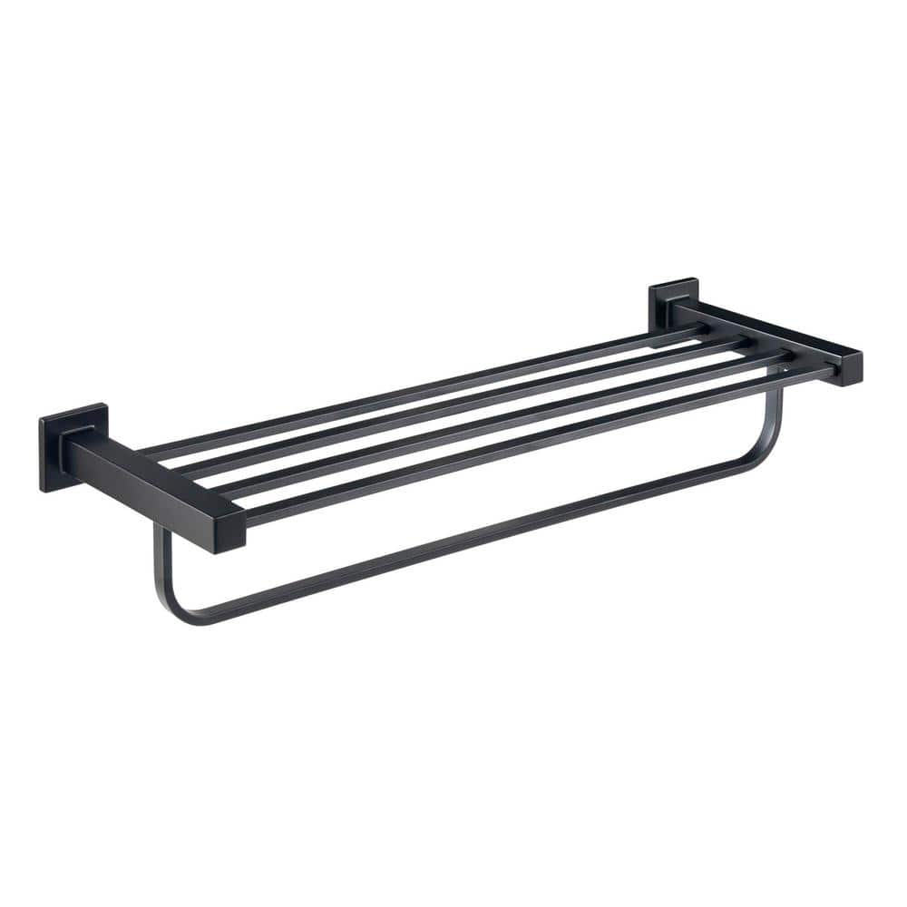 Farrington 21 in. Wall Mount Towel Rack with Towel Bar in Matte Black