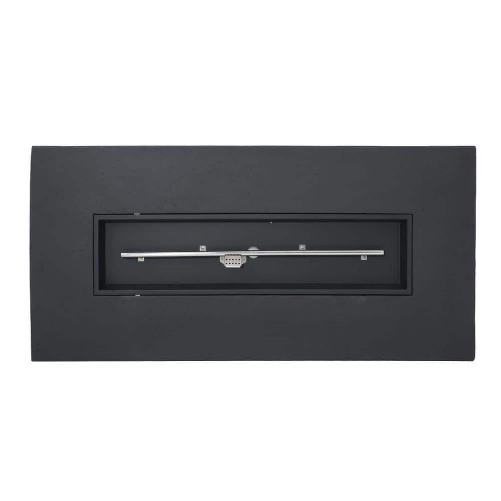Mayfair Lightweight Concrete Outdoor 50,000 BTU Rectangular Fire Pit (No Tank Holder), Dark Gray