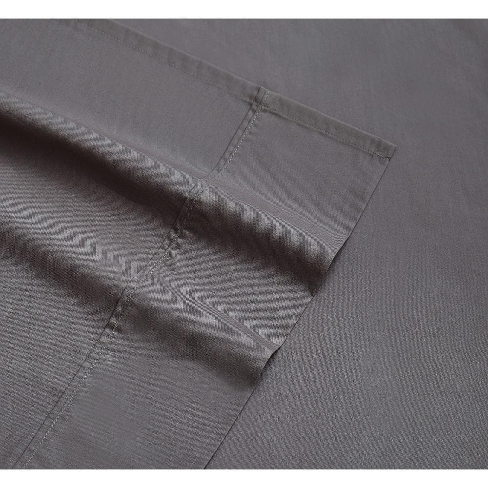 Brooklyn Loom Classic Cotton Sheet Sets Grey Cotton 4-Piece Full Sheet Set, Solid Color Themed, for Men and Women, Oeko-TEX Certified Confidence