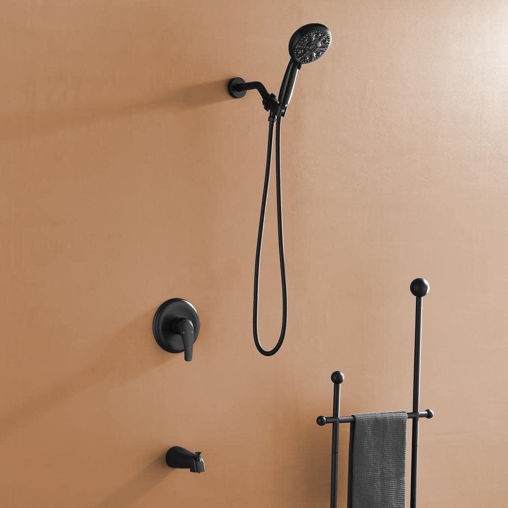 Tub Shower Faucet Set with 10 Spray Handheld Shower Matte Black Shower Head and Handle Set Shower System with Tub Spout 4.7 Inch Shower Handheld Shower Fixtures Tub and Shower Trim Kit