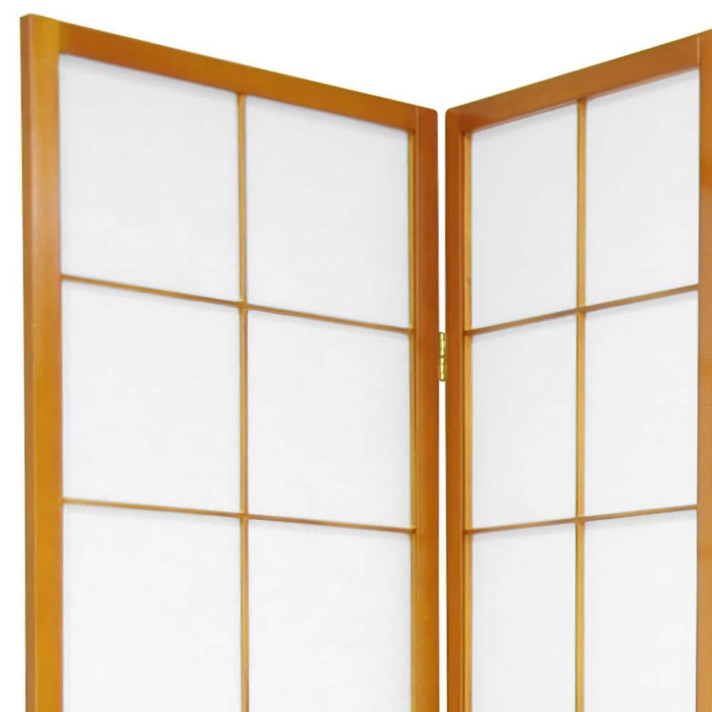 Oriental Furniture 6 Ft Tall Zen Shoji Room Divider, Honey color, 3 panel